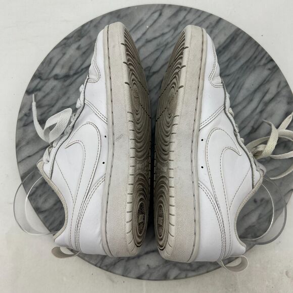 Nike Court Borough Shoes Youth Big Kid 4Y Triple White Leather Low Top Lace - Picture 6 of 11